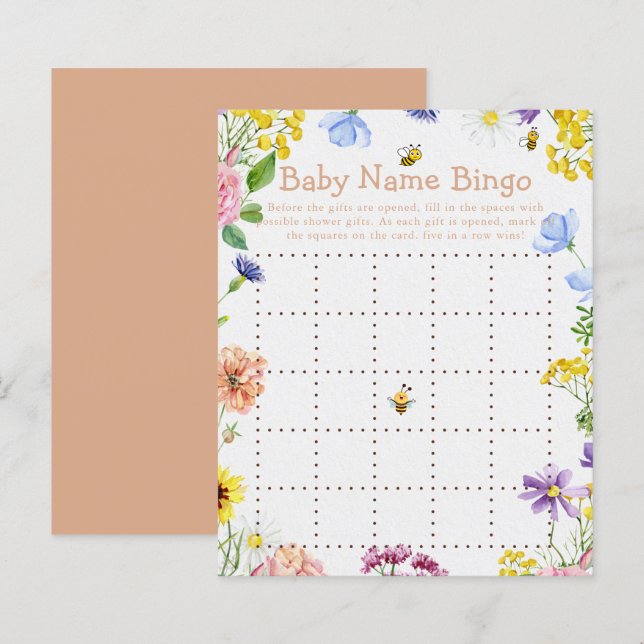 甘いAs Can Bee赤ちゃんシャワーゲームビンゴ (正面/裏面)