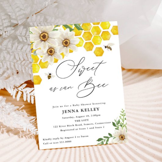 甘いAs Can Bee, Honey Bee & Honey Baby Shower 招待状