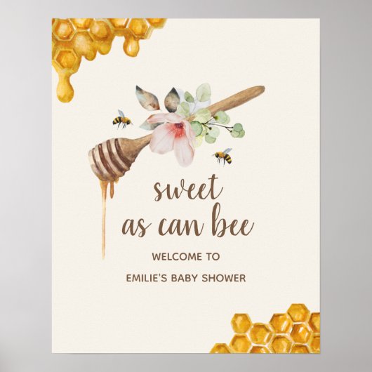甘いAs Can Bee Honey Wand Baby Shower Pos ポスター (正面)