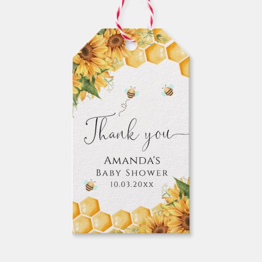 甘いAs Can Bee Sunflowers赤ちゃんシャワー ギフトタグ (正面)