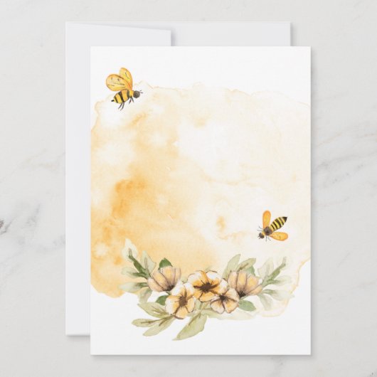 甘いAs Can Bee Water Colorベビーシャワー 招待状 (裏面)