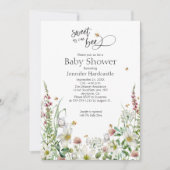 甘いAs Can Bee Wildflowerフローラ赤ちゃんシャワー 招待状 (正面)