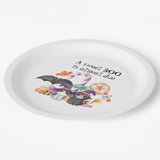 甘いBOOはほとんど赤ちゃんシャワーテーブル設定 ペーパープレート (アングル)