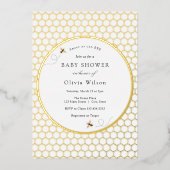 甘いCan Bee赤ちゃんシャワー箔招待状 箔招待状 (正面)