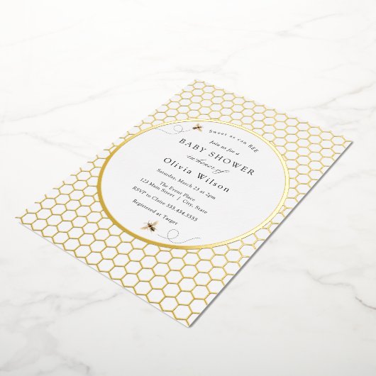 甘いCan Bee赤ちゃんシャワー箔招待状 箔招待状 (回転した状態)