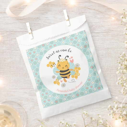 甘いCan Bee Baby Girl Baby Shower フェイバーバッグ (クリップ留めされた状態)