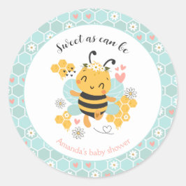 甘いCan Bee Baby Girl Baby Shower ラウンドシール
