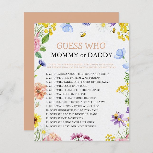 甘いCan Bee Baby Showerゲーム (正面/裏面)