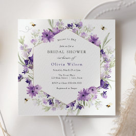 甘いCan Bee Lavender Bridal Shower Invitation 招待状