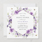 甘いCan Bee Lavender Bridal Shower Invitation 招待状 (正面)
