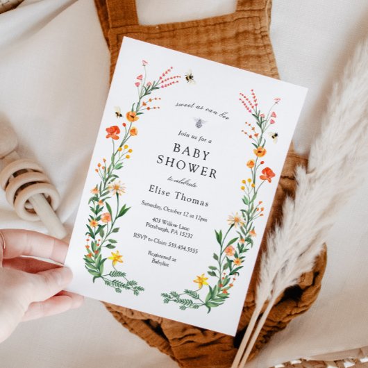 甘いCan Bee Wilflower Garden Baby Shower 招待状