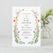 甘いCan Bee Wilflower Garden Baby Shower 招待状 (スタンド正面)