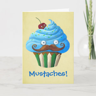 甘いMustachedカップケーキ カード