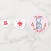 甘いPInk水色エレファントガールベビーシャワー コンフェッティ (裏面)