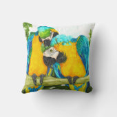 甘いSot -青および金ゴールドのコンゴウインコ クッション (裏面)