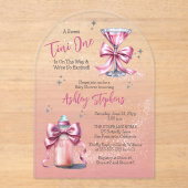 甘いTiniワンピンクコケット女の子ベビーシャワー アクリル招待状 (正面)