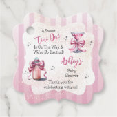 甘いTiniワンピンクコケット女の子ベビーシャワー フェイバータグ (正面)
