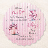 甘いTiniワンピンクコケット女の子ベビーシャワー ペーパーコースター (正面)