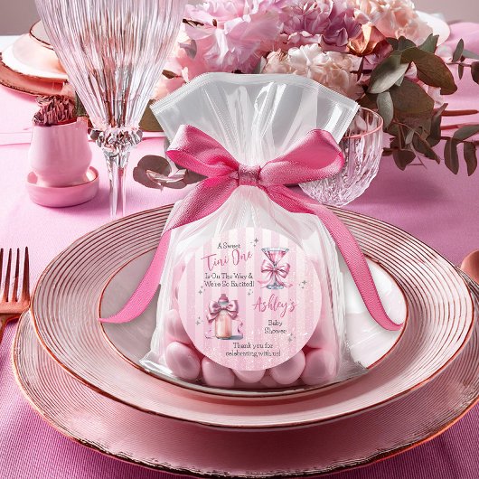 甘いTiniワンピンクコケット女の子ベビーシャワー ラウンドシール