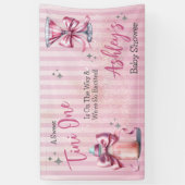甘いTiniワンピンクコケット女の子ベビーシャワー 横断幕 (縦)