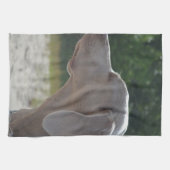甘いWeimaraner犬のプロフィール キッチンタオル (横)