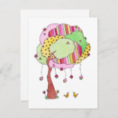 甘お洒落い鳥の水色のカップケーキツリー ポストカード (正面/裏面)