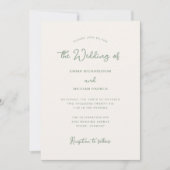 甘お洒落く |アイボリーとセージ結婚グリーン 招待状 (正面)