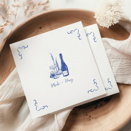 甘お洒落手書き図解入りの、写真付きの結婚の スタンダードカクテルナプキン