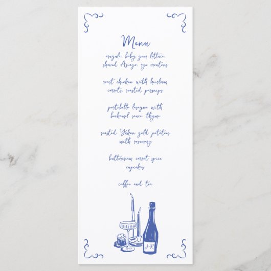 甘お洒落手書き図解入りの、写真付きの結婚の メニュー (正面)