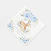 甘お洒落鹿ブルーフローラベビーシャワー スタンダードランチョンナプキン (角)