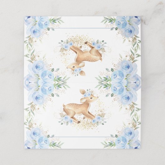 甘お洒落鹿ブルーフローラベビーシャワー プレイスカード (外部開封)