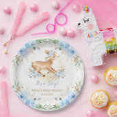 甘お洒落鹿ブルーフローラベビーシャワー ペーパープレート (パーティー)