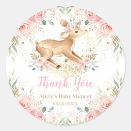 甘お洒落鹿赤面フローラベビーシャワー ラウンドシール