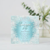 甘かわいらしい16ティール(緑がかった色)ブルーシルバーウィンターワンダーランド 招待状 (スタンド正面)