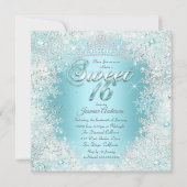 甘かわいらしい16ティール(緑がかった色)ブルーシルバーウィンターワンダーランド 招待状 (正面)