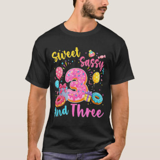 甘くておませな3歳の誕生日 スイートドーナツ Tシャツ