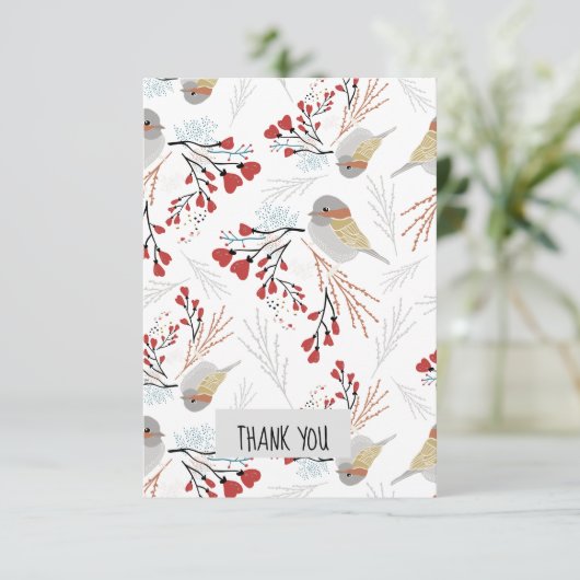 甘くてかわいい《鳥》アメリカゴガラとハート サンキューカード (スタンド正面)