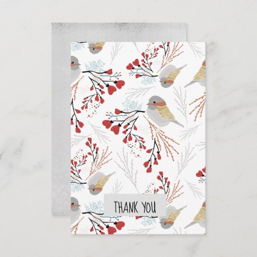 甘くてかわいい《鳥》アメリカゴガラとハート サンキューカード (正面/裏面)