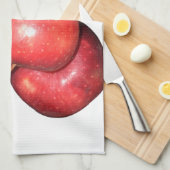 甘くてさくさくとした赤いリンゴ - 有機果物のプリント キッチンタオル (四つ折り)