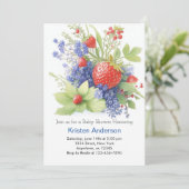 甘くてイチゴお洒落の少年の赤ちゃんシャワー 招待状 (スタンド正面)