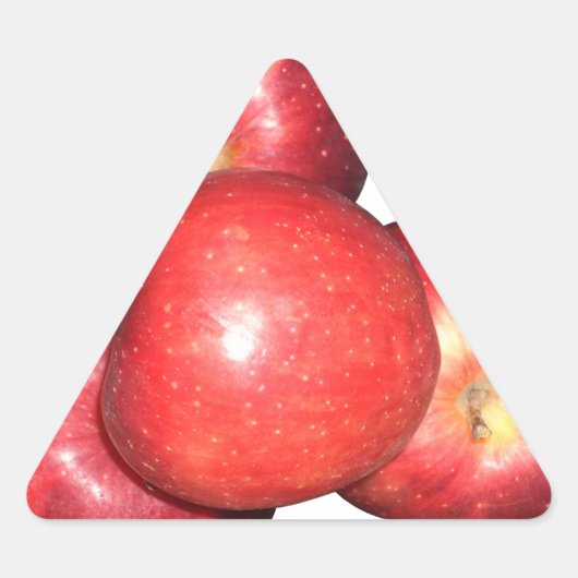 甘くてサクサクとした赤いリンゴ - 有機果物のプリント 三角形シール (正面)