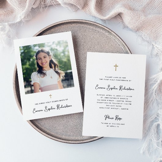 甘くてシンプルも | Photo First Holy Communion 招待状