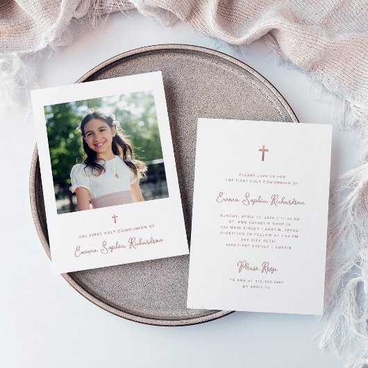 甘くてシンプルも | Photo First Holy Communion 招待状