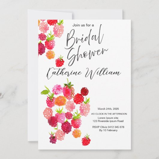 甘くてジューシーなフルーツパーティーブライダルシャワー 招待状 (正面)