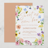 甘くてハチのよう フラワーベビーシャワー 招待状 (正面/裏面)