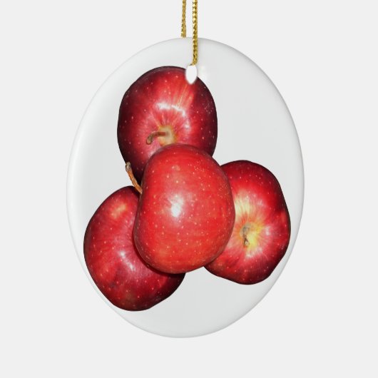 甘くてパリパリの赤いリンゴ – フオーガニックルーツプリント セラミックオーナメント (右)