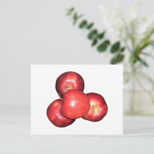甘くてパリパリの赤いリンゴ – フオーガニックルーツプリント ポストカード (スタンド正面)