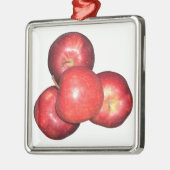 甘くてパリパリの赤いリンゴ – フオーガニックルーツプリント メタルオーナメント (左)