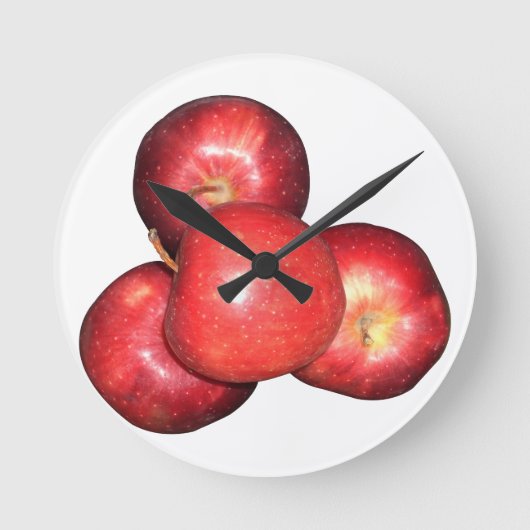 甘くてパリパリの赤いリンゴ – フオーガニックルーツプリント ラウンド壁時計 (正面)