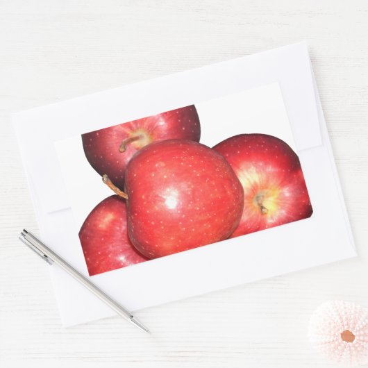 甘くてパリパリの赤いリンゴ – フオーガニックルーツプリント 長方形シール (封筒)